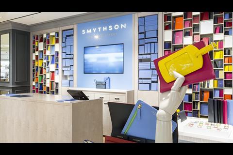 A sky-blue perimeter feature anchors the display